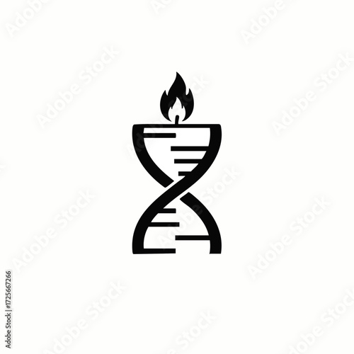 DNA Candle Flame Icon - Genetic Code, Life, Science & Spirituality Symbol