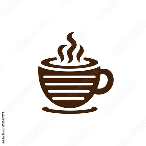 Minimalist Hot Coffee Cup Icon logo. tea cup vector, Black and White Silhouette, Simple Vector Illustration for Café, Restaurant, Beverage Menu, Transparent Background, Modern Drink Logo
