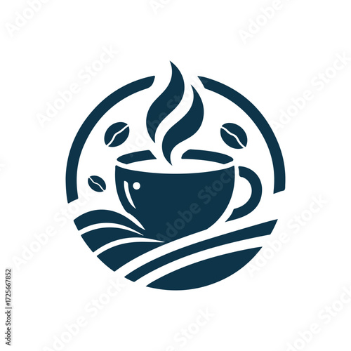 Minimalist Hot Coffee Cup Icon logo. tea cup vector, Black and White Silhouette, Simple Vector Illustration for Café, Restaurant, Beverage Menu, Transparent Background, Modern Drink Logo