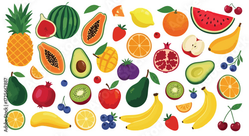 Vibrant mix of healthy fruits for delicious recipes and a balanced diet, perfect for promoting wellness or healthy eating habits in your projects