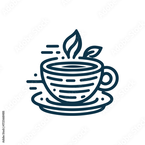 Minimalist Hot Coffee Cup Icon logo. tea cup vector, Black and White Silhouette, Simple Vector Illustration for Café, Restaurant, Beverage Menu, Transparent Background, Modern Drink Logo