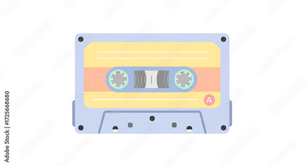 Obraz premium Simple Flat Style Detailed Cassette Tape Audio Recording Technology Illustration