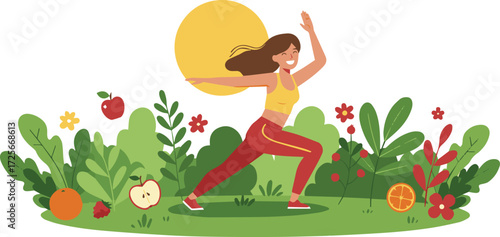 Healthy Lifestyle Woman Exercising Outdoors in Nature