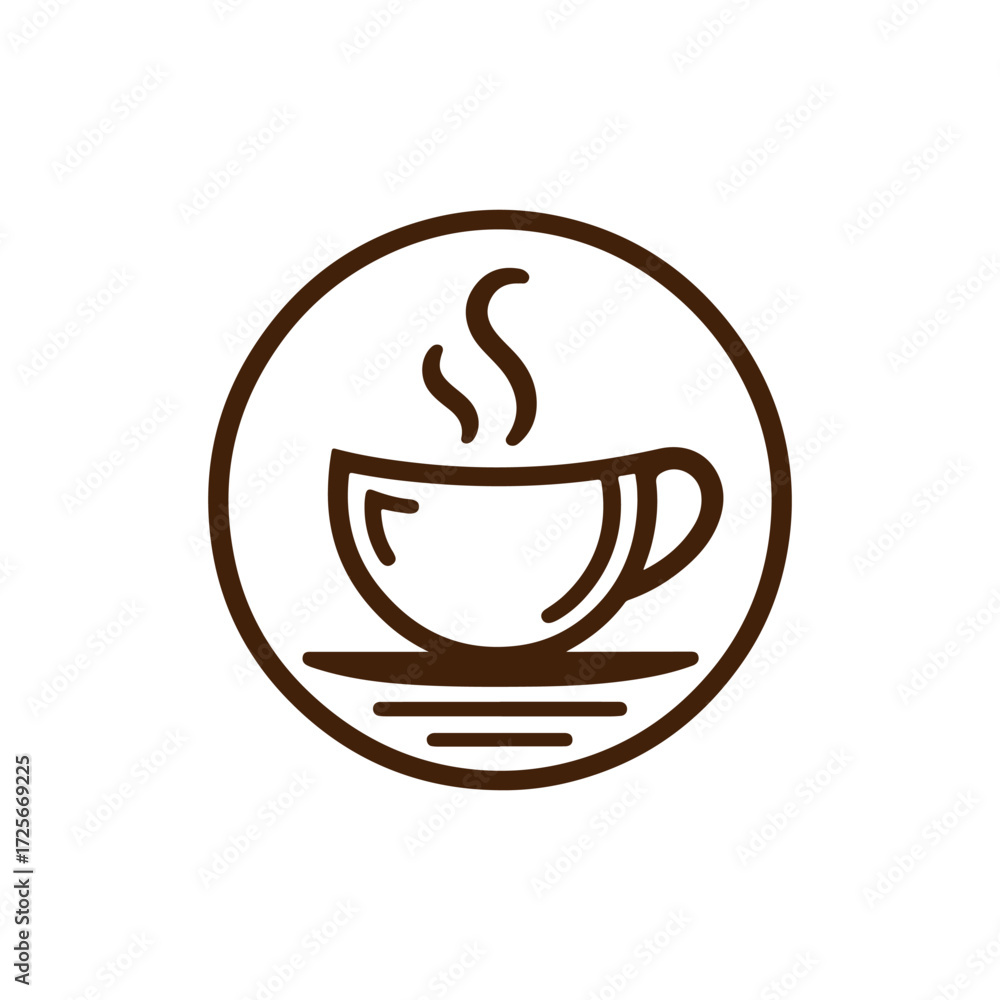 Obraz premium Minimalist Hot Coffee Cup Icon logo. tea cup vector, Black and White Silhouette, Simple Vector Illustration for Café, Restaurant, Beverage Menu, Transparent Background, Modern Drink Logo