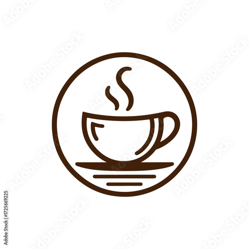 Minimalist Hot Coffee Cup Icon logo. tea cup vector, Black and White Silhouette, Simple Vector Illustration for Café, Restaurant, Beverage Menu, Transparent Background, Modern Drink Logo