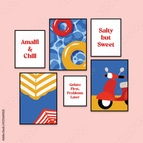 Italy summer vacation posters set wall art amalfi coast inspired