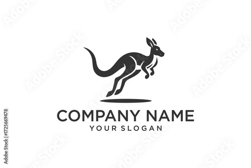 abstract jumping kangaroo icon isolated on white background