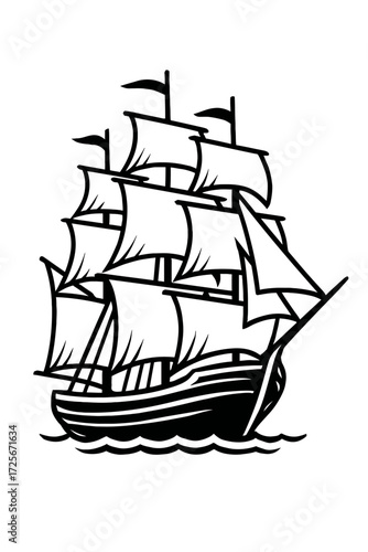 Wallpaper Mural Classic Sailing Ship Outline Icon - Historical Galleon Symbol for Voyage and Adventure Torontodigital.ca