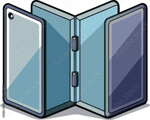 Foldable smartphone mockup vector illustration with polished hinges scalable eps icon