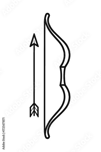 Simple Bow and Arrow Outline Icon - Symbol for Archery, Target, and Historical Weapon