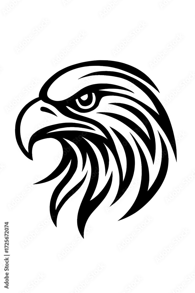 Obraz premium Stylized Tribal Eagle Head Vector Icon - Fierce Bird Mascot Emblem Design