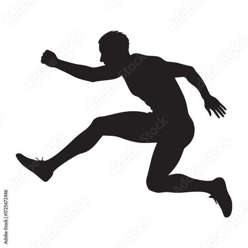 “Athlete Silhouette Jumping – Dynamic Sports and Fitness Illustration”