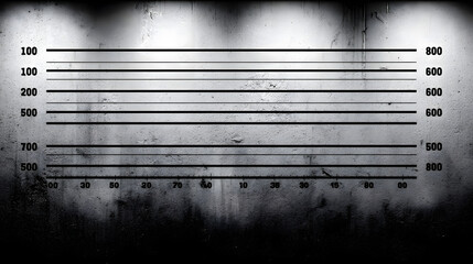 Mugshot Background with Height Chart for Criminal Identification and Law Enforcement, Black and White