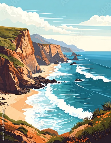 Coastal landscape painting