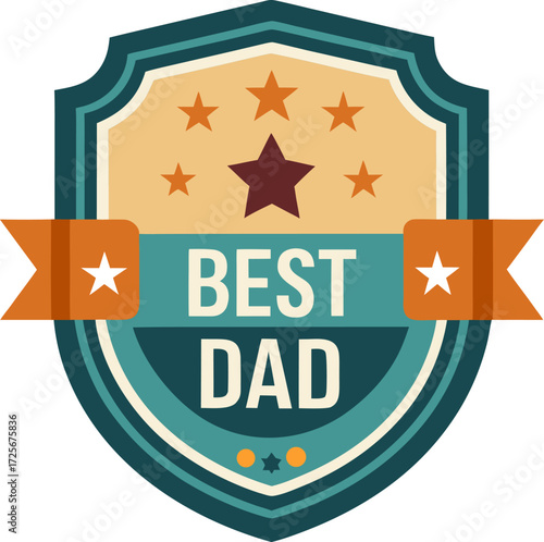 Father s day award badge for the best dad featuring stars and ribbons