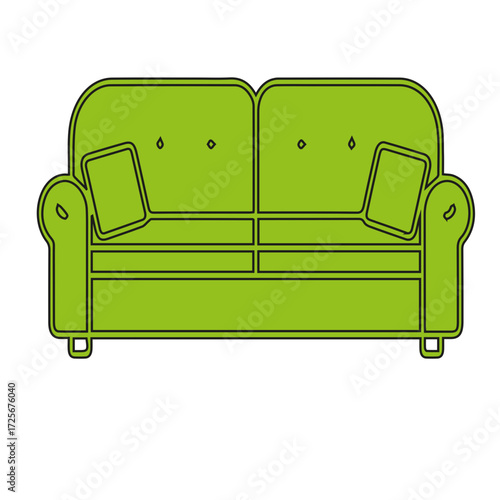 Green Sofa TwoSeater Upholstered Home Furniture.