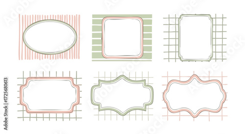 Charming hand drawn decorative frames and labels in soft pastel tones perfect for scrapbooking journaling or invitations