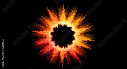 Abstract fiery ring on black