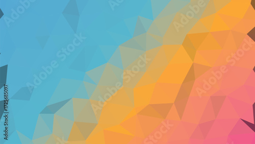 Low Poly Geometric Gradient Blue Orange Pink Abstract Background vector
