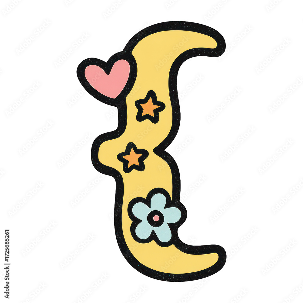 Fototapeta premium PNG Playful decorative letter illustration.