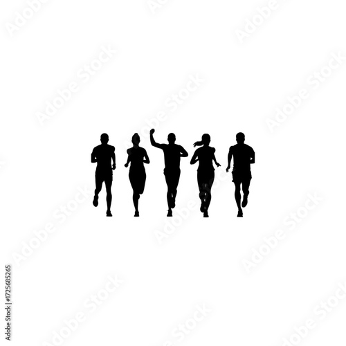 Set of silhouette runner
