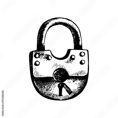 Hand drawn sketch vector vintage lock isolated illustration