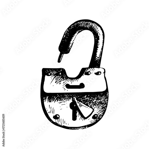 Hand drawn sketch vector vintage lock isolated illustration