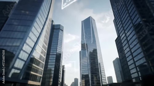 Wallpaper Mural Futuristic Cityscape with Augmented Reality Building Plans Overlay Torontodigital.ca