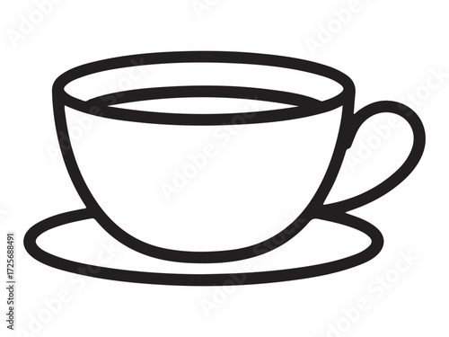 Simple outline of a teacup with steam rising isolated on white background silhouette