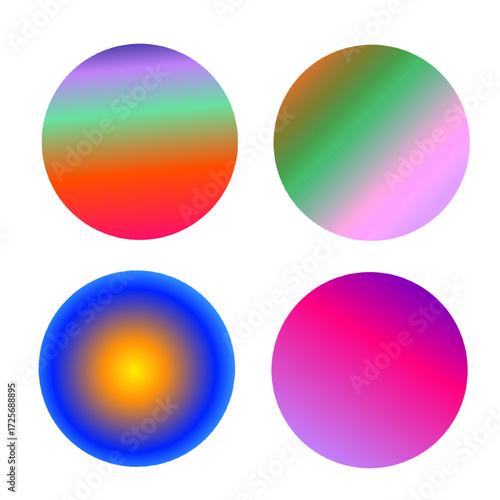 colorful round color palette button set without background