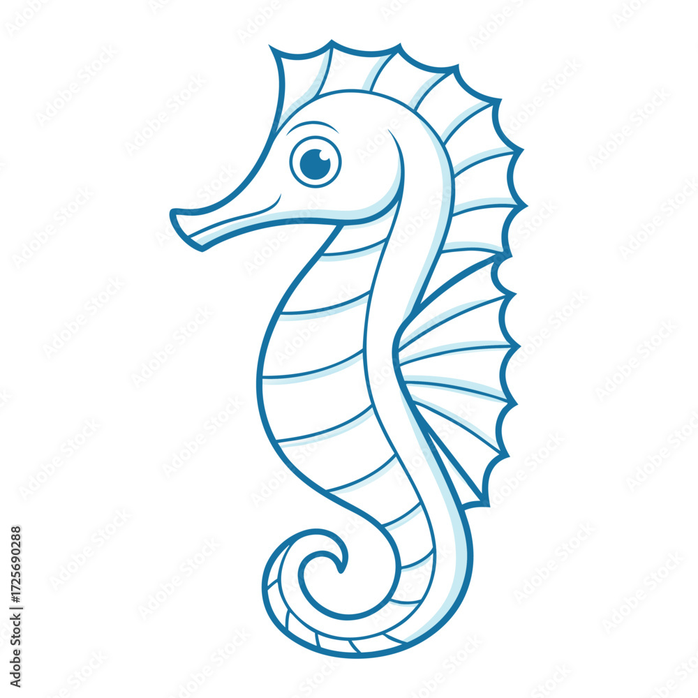 Fototapeta premium Ocean seahorse line art on white background