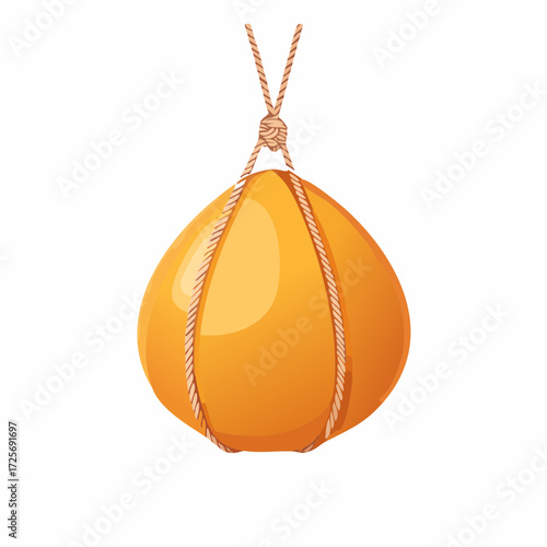 Orange Teardrop Shaped Punching Bag Hanging by Rope