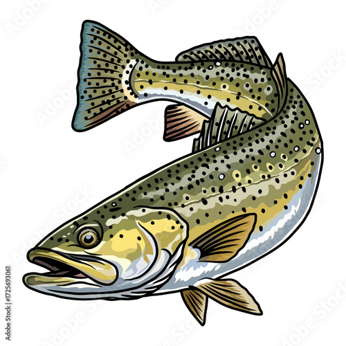 speckled trout fishing illustration logo vector image t shirt
