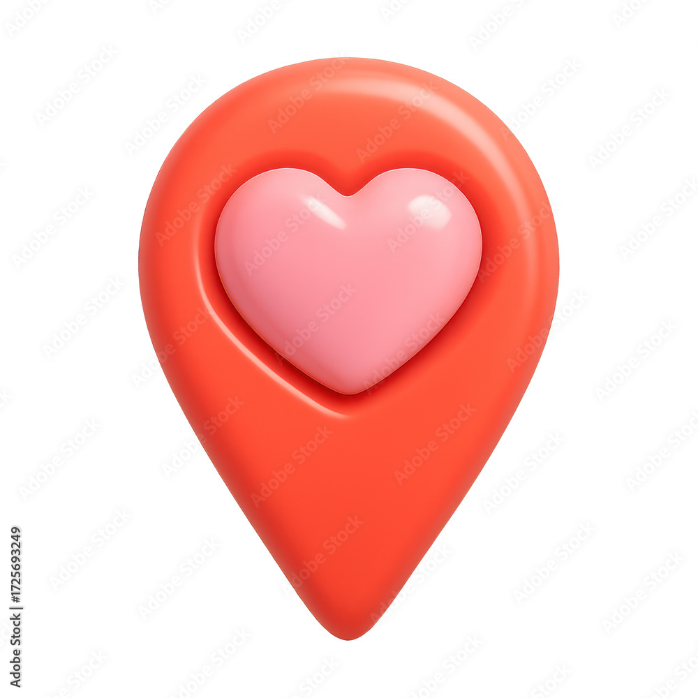Fototapeta premium PNG Heart-shaped map pin illustration.