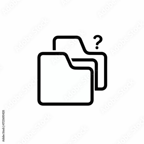 Question mark over stacked folders symbolizing uncertainty or a search query