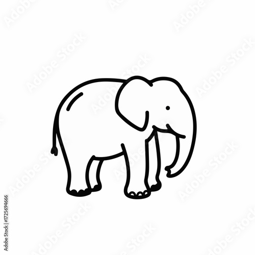 Simple outline illustration of a friendly elephant standing