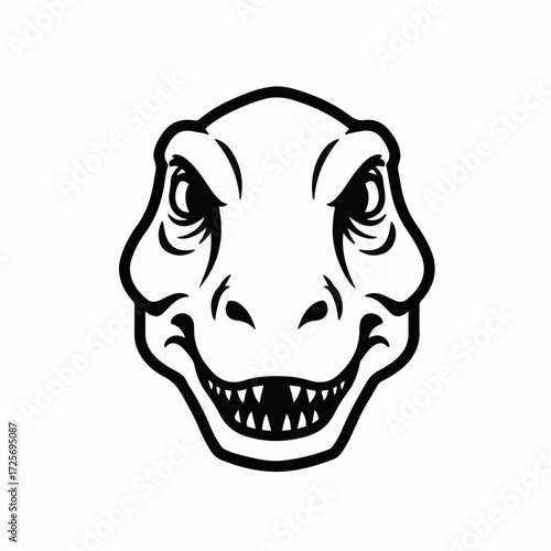 Fierce dinosaur head with sharp teeth and intense eyes, a powerful prehistoric creature.