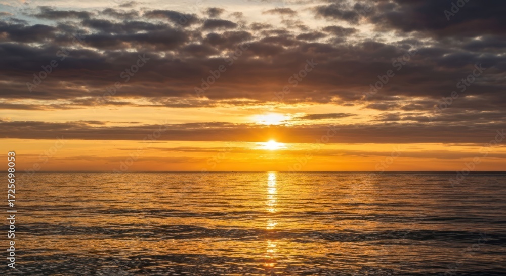 Fototapeta premium Golden sunset over tranquil water