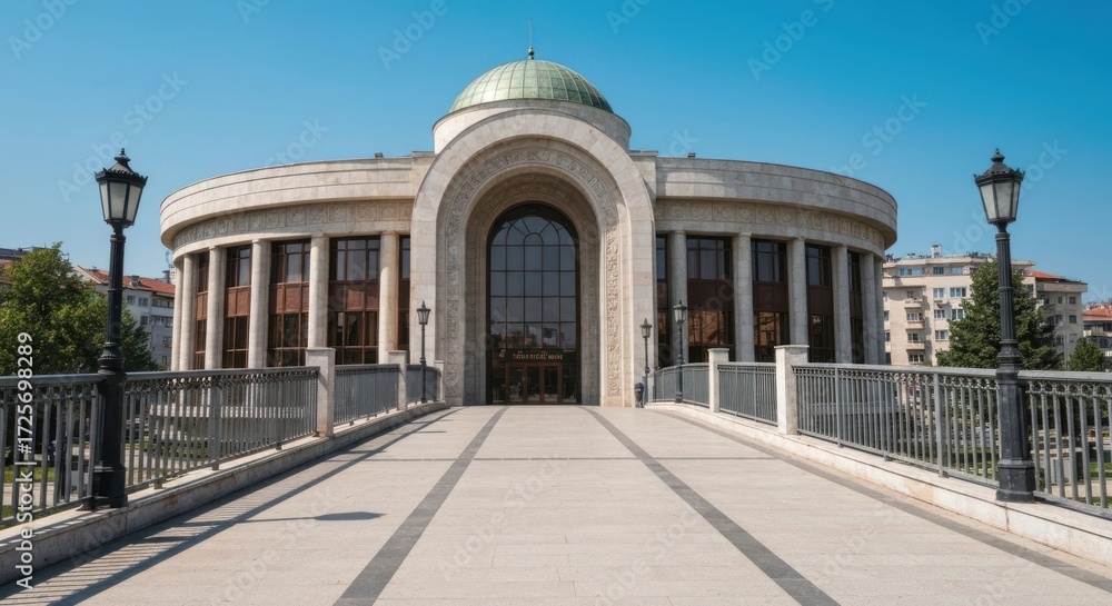 Fototapeta premium Grand building, bridge, sunny day