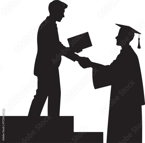 Graduation ceremony silhouette of diploma presentation