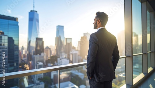 Wallpaper Mural Businessman contemplating cityscape view (1) Torontodigital.ca