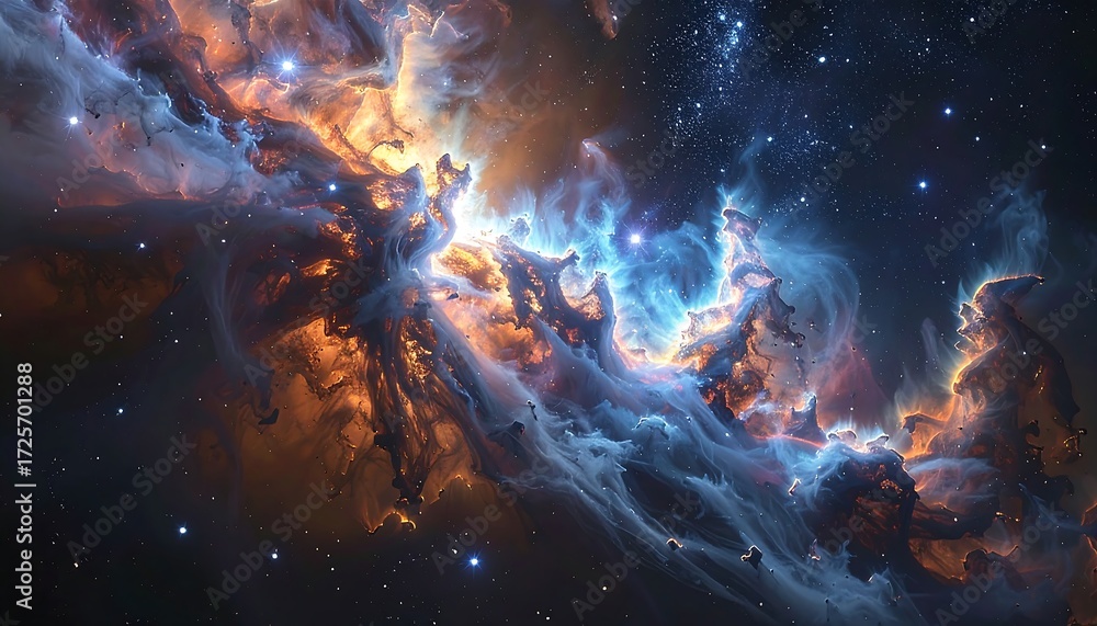 Naklejka premium Cosmic nebula, vibrant colors