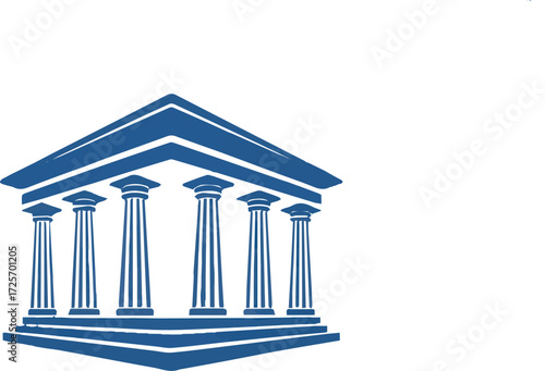 Illustration of a blue building with columns