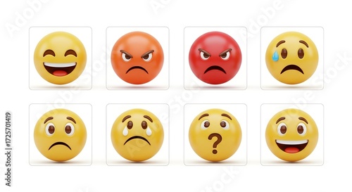 Express yourself with these fun emoji icons representing a range of emotions for digital messages and social media posts now