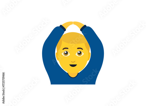 person holding hands overhead gesturing OK circle male man men ballet hands emoji symbol sign icon vector illustration isolated flat