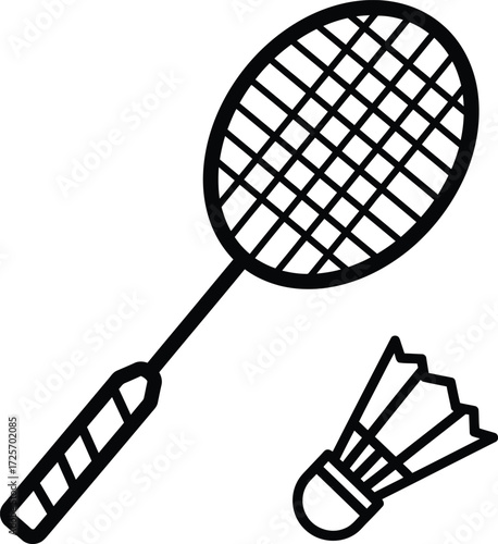 badminton racket with shuttelcock vector symbol