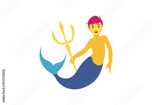 mermaid emoji symbol sign icon vector illustration isolated flat siren merman man men person