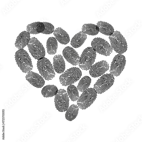 Fingerprint heart isolated on white background, a unique and personal symbol of love and connection