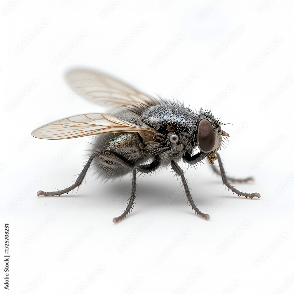 Fototapeta premium grey small fly isolated on white