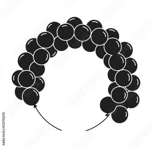Black balloon archway silhouette for party decorations and festive celebrations design element